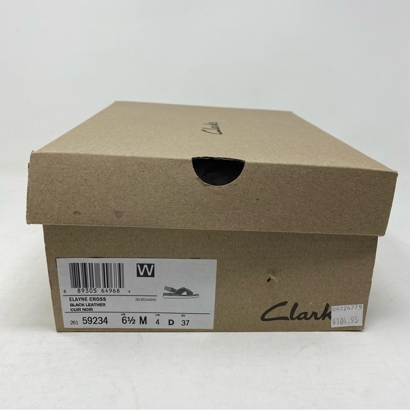 Clarks Women's Elayne Cross Sandal Black Leather - Picture 7 of 7